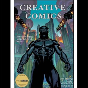 CreativePF [8x12bk-w] Collectors Art Comic Book Frame with White Mat, Insert for 6.6×10.1 Comic w/Easel Stand and Wall Hanger