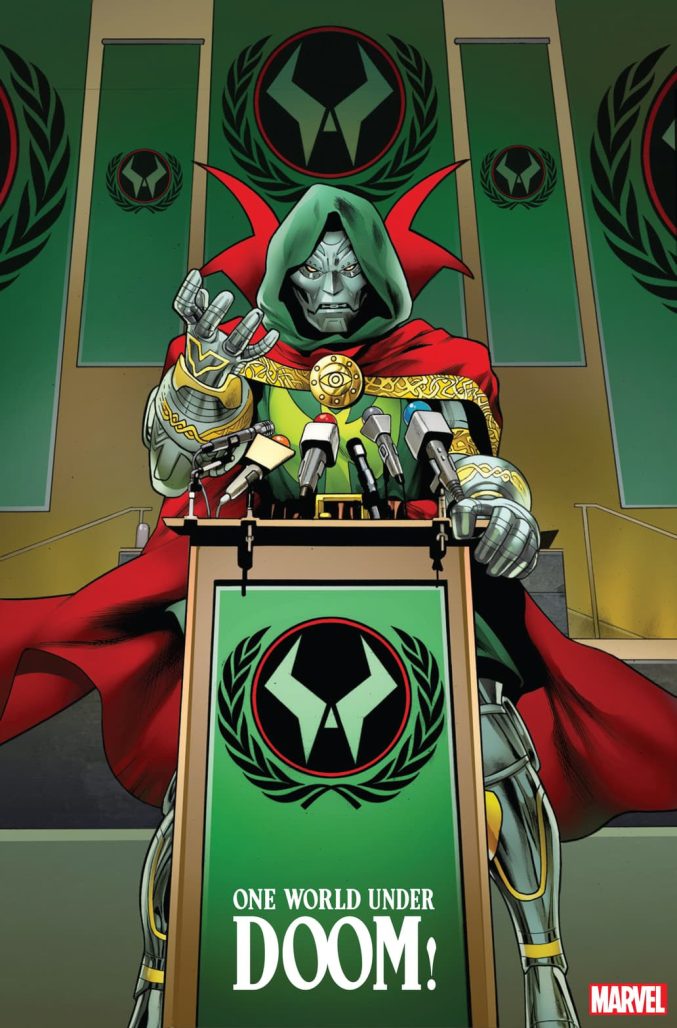 One World Under Doom promo art by Greg Land