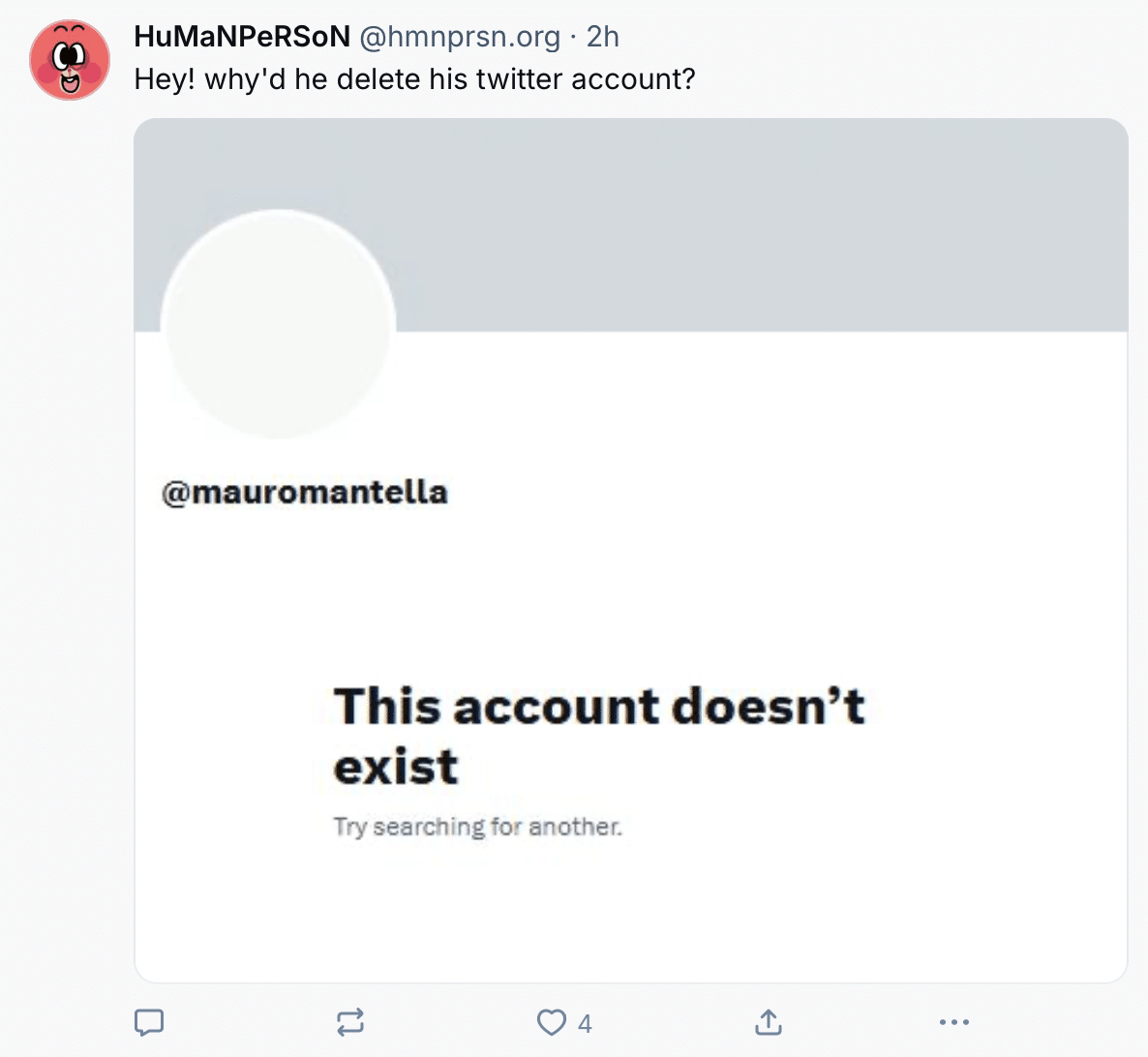 Mauro Mantella deleted Twitter account 