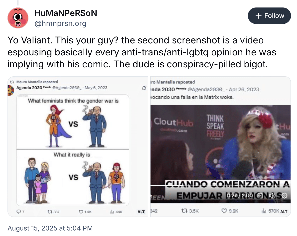 Bluesky post reposting now deleted re-tweets from Mauro Mantella